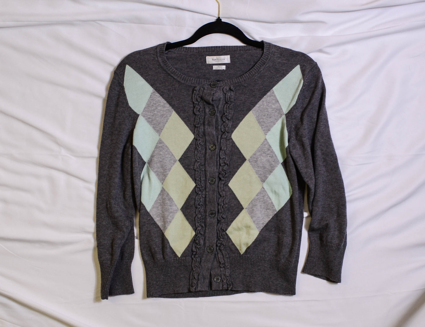 Van Heusen Diamond Ruffle Preppy Cardigan