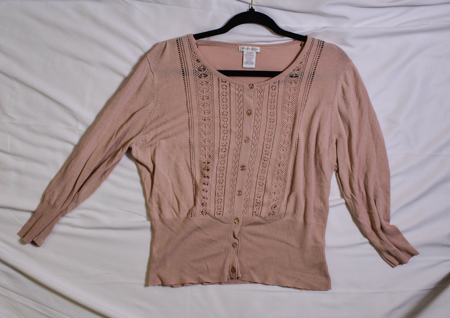 Beige Worthington Lacy Front Cardigan