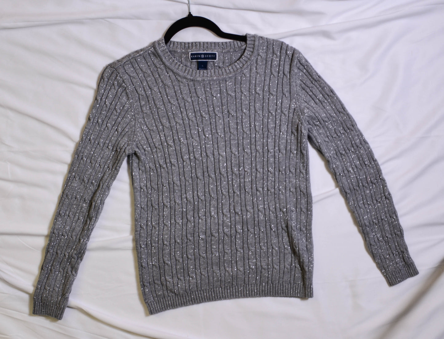 Glitter Silver Cable Knit Sweater