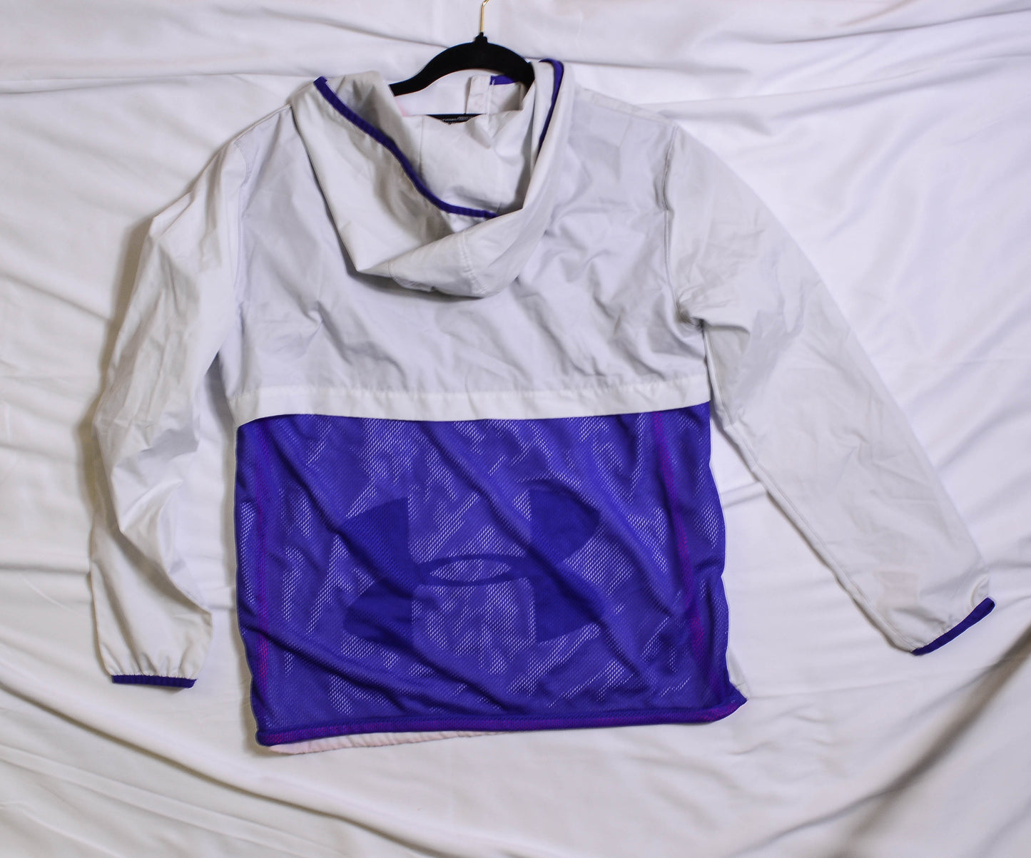 White and Purple Underarmor Windbreaker with Orange Trim