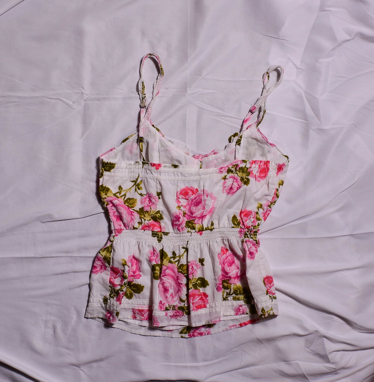 Abercrombie and Fitch White And Pink Floral Tank