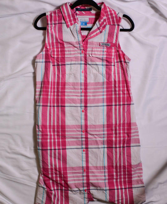 Columbia Pink Plaid Sleeveless Dress