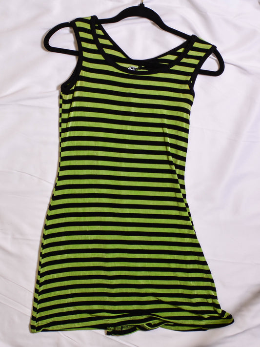 Possessed Neon Green And Black Striped Dress