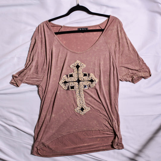 Grunge Oversized Cross Acid Wash Tee