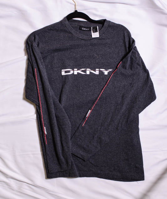 Grey Long Sleeved Y2K Skater DKNY Long Sleeve Tee