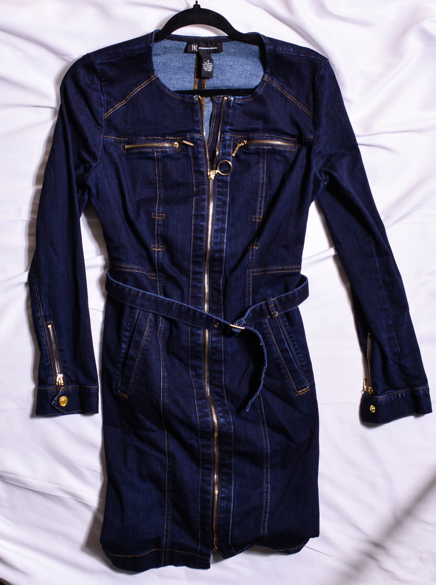 I.N.C Belted Denim Dress