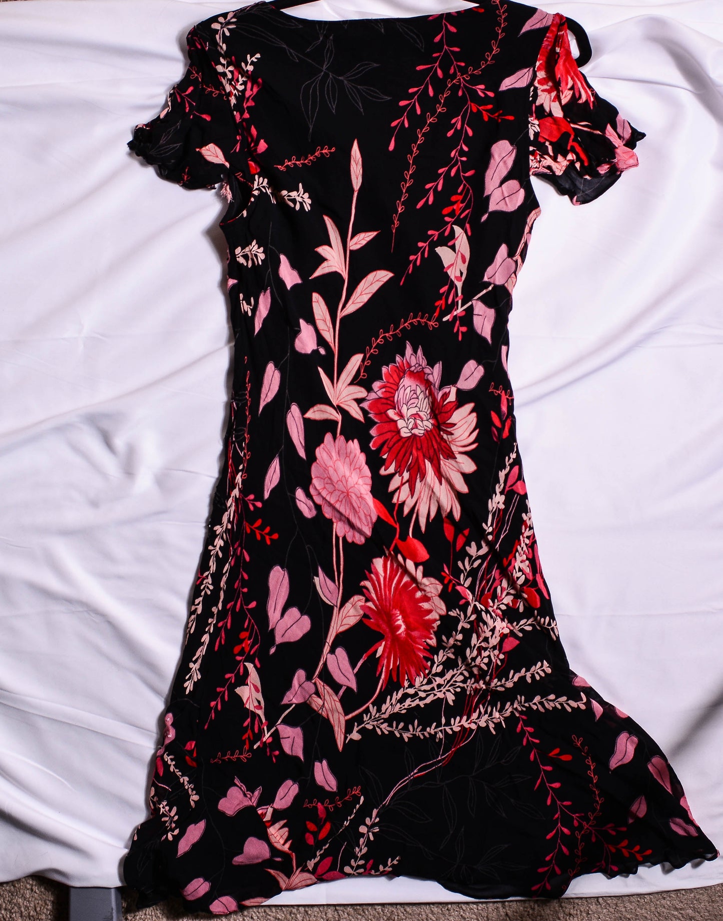 VINTAGE Y2K Beaded Floral Black and Pink Dress