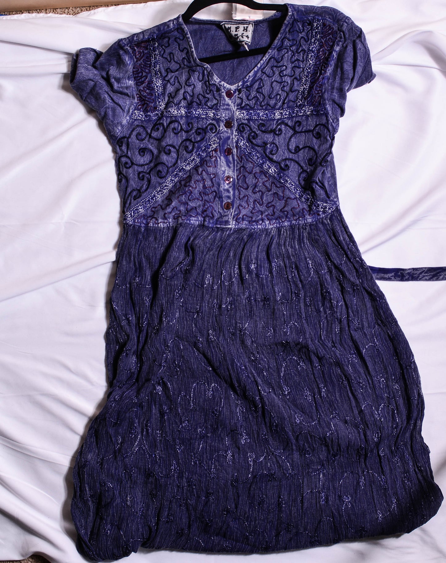 VINTAGE Embroided Denim Maxi Dress NWT