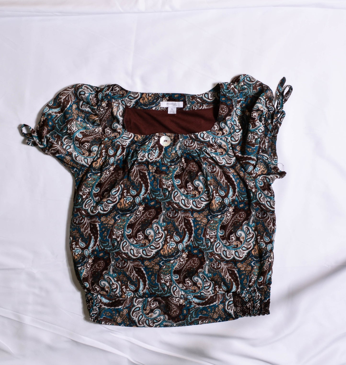 Brown And Blue Paisley Blouse