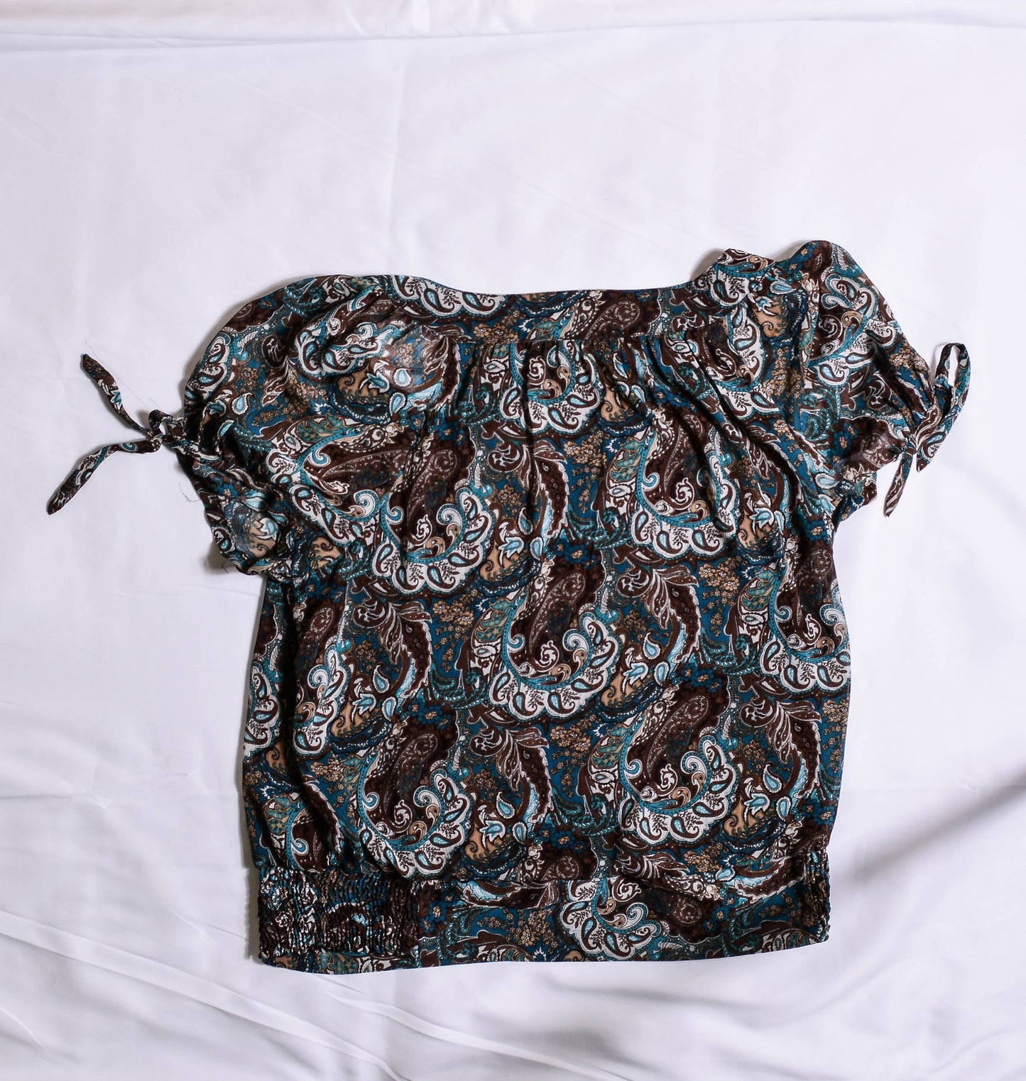 Brown And Blue Paisley Blouse