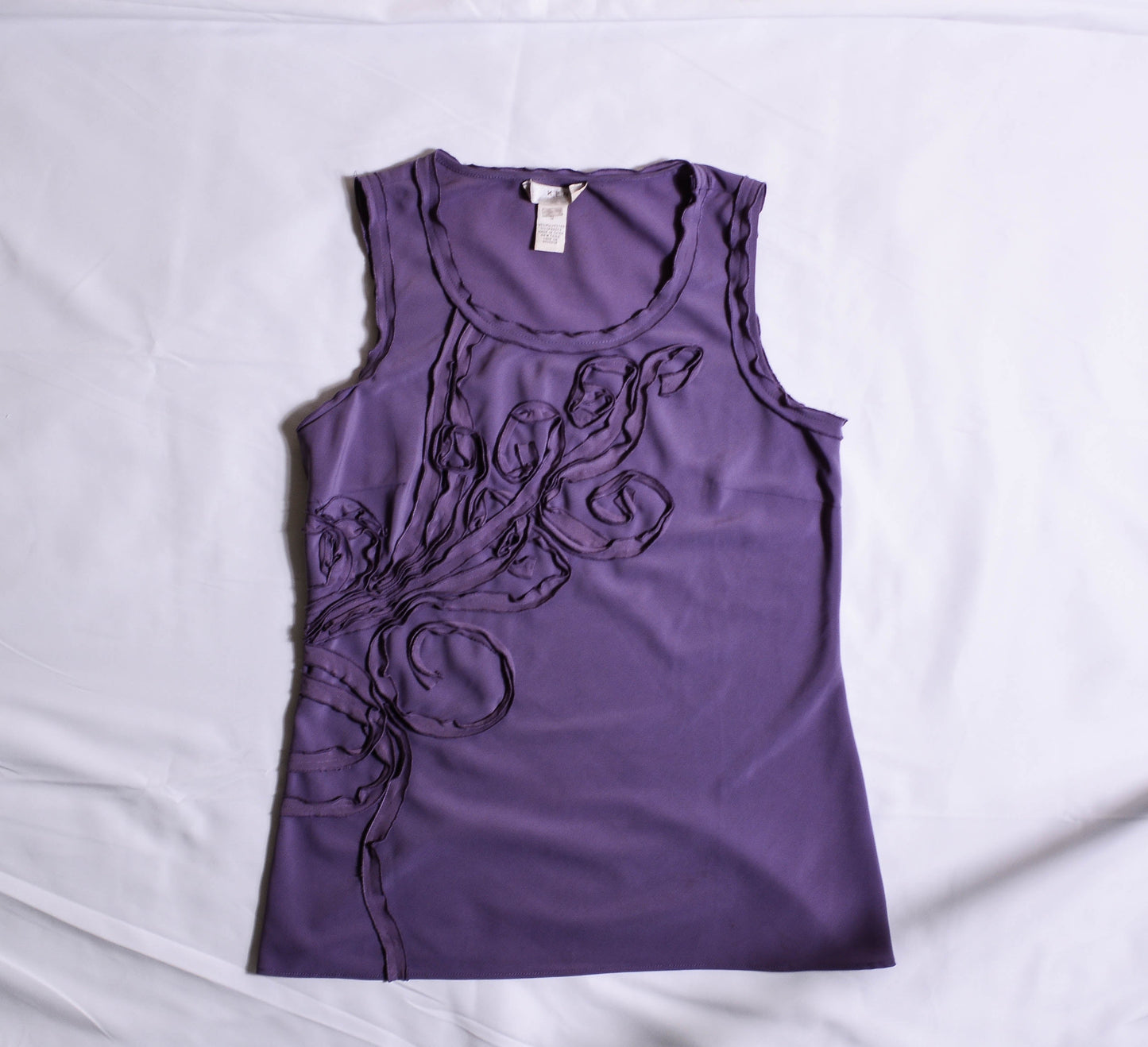 VINTAGE Purple Ruffle Rose Tank