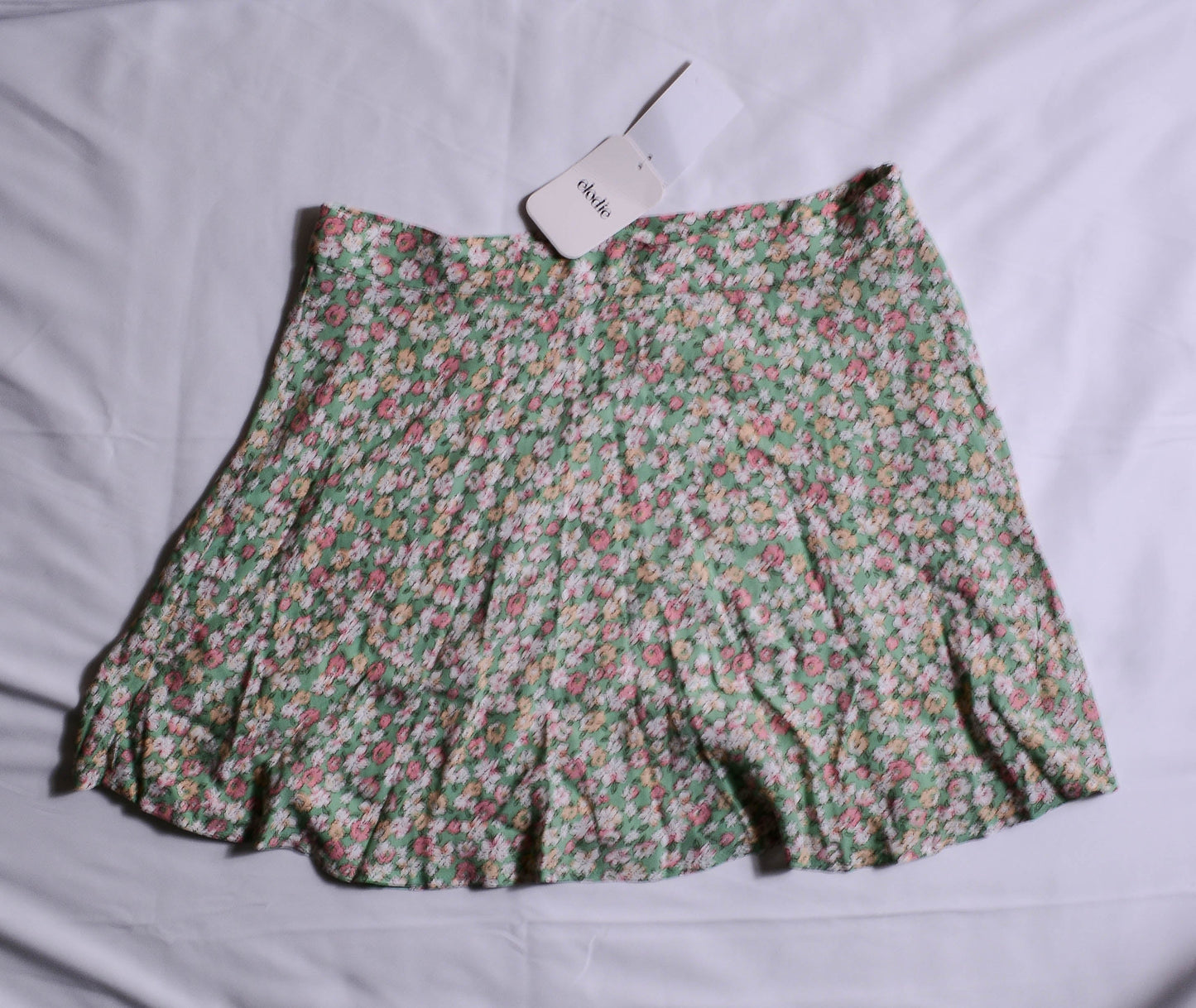 Green Floral Mini Skirt