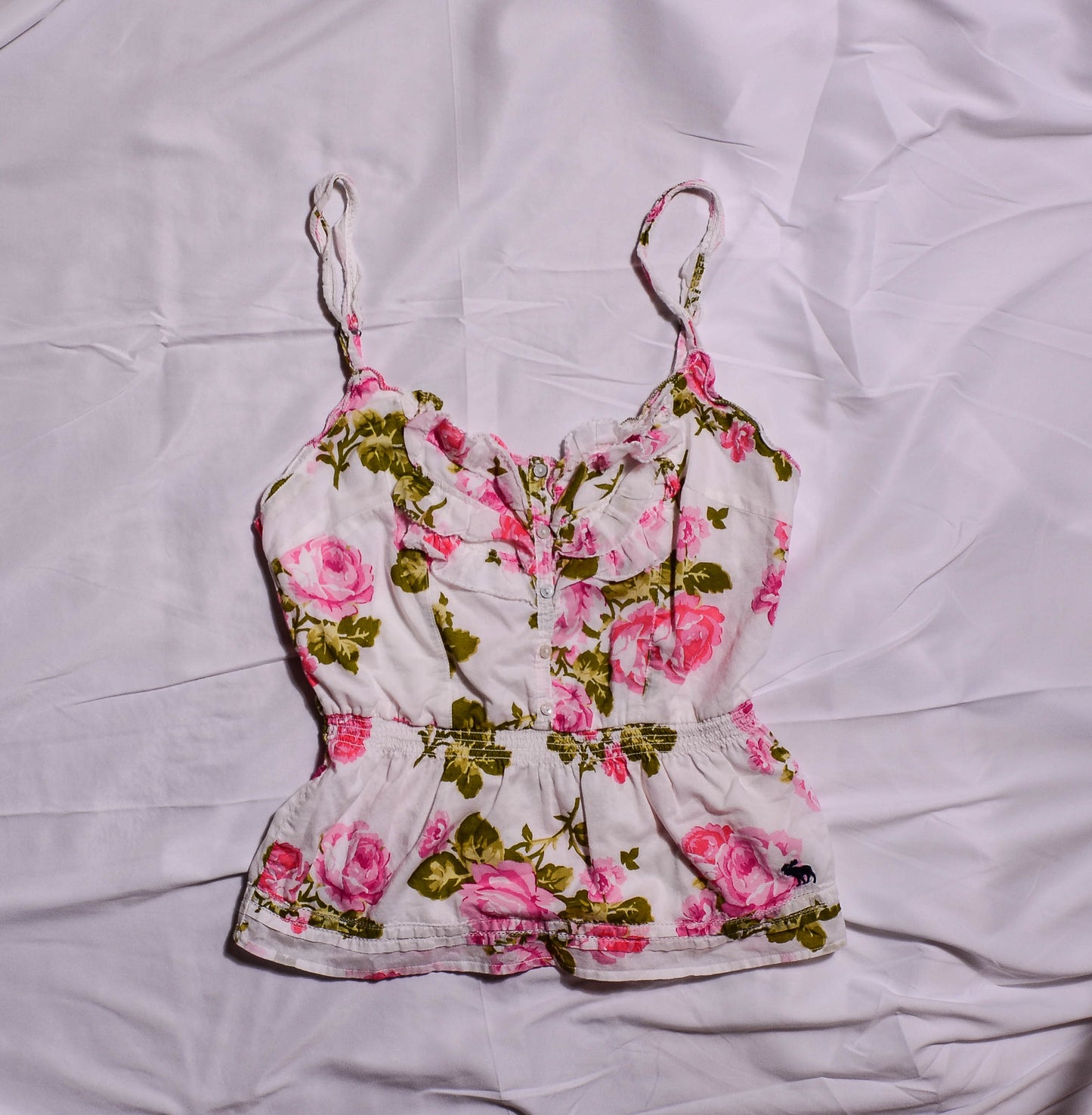 Abercrombie and Fitch White And Pink Floral Tank