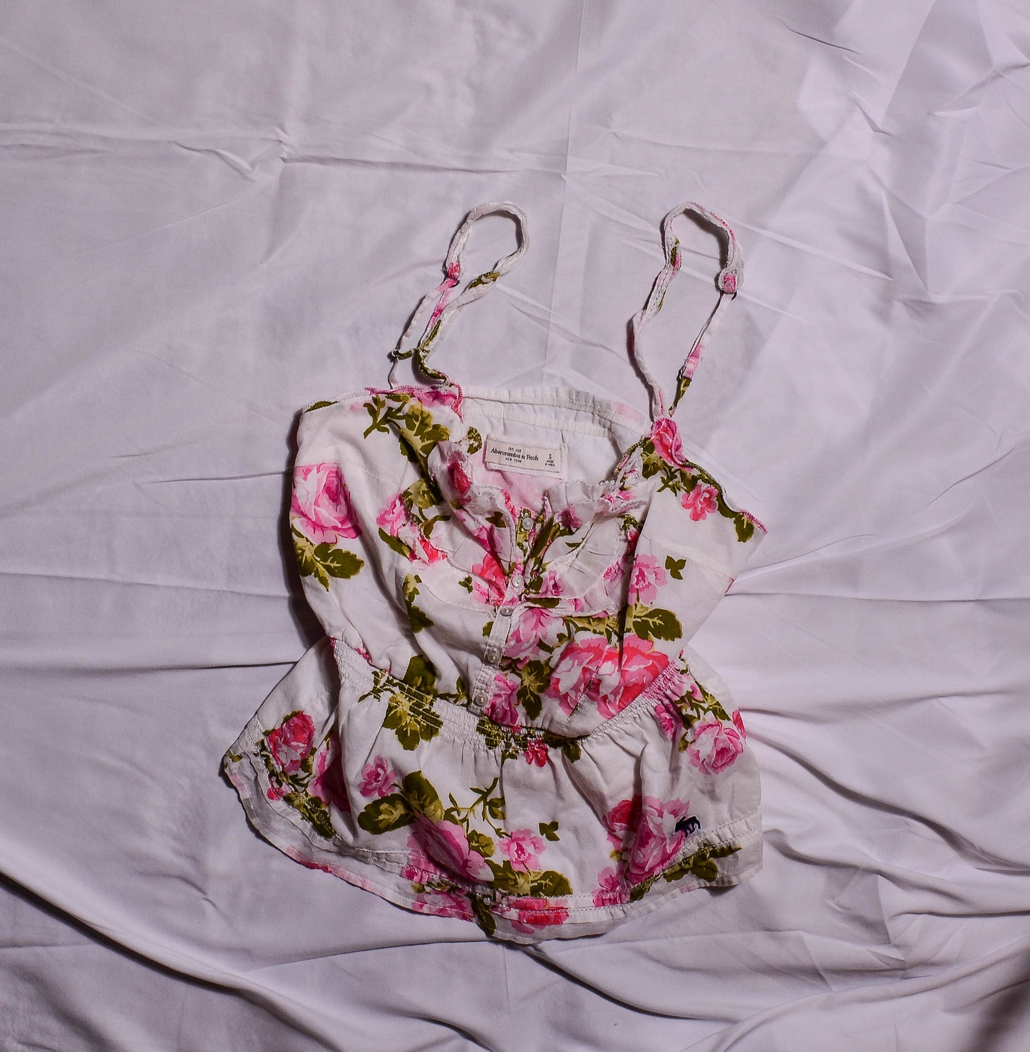 Abercrombie and Fitch White And Pink Floral Tank