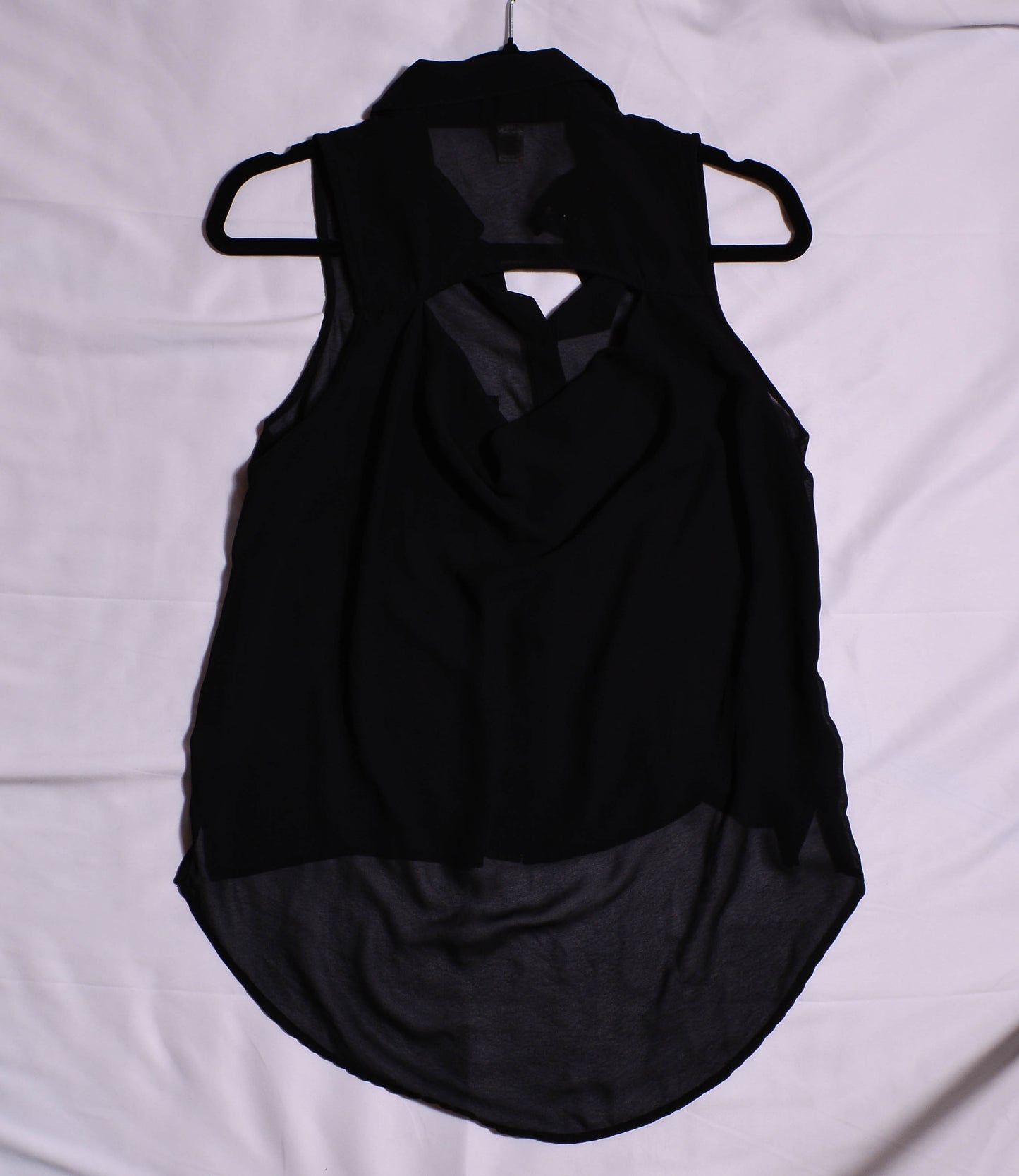 "Six Degrees" Black Sheer Sleeveless 2014 Tumblr Top with Studded Collar