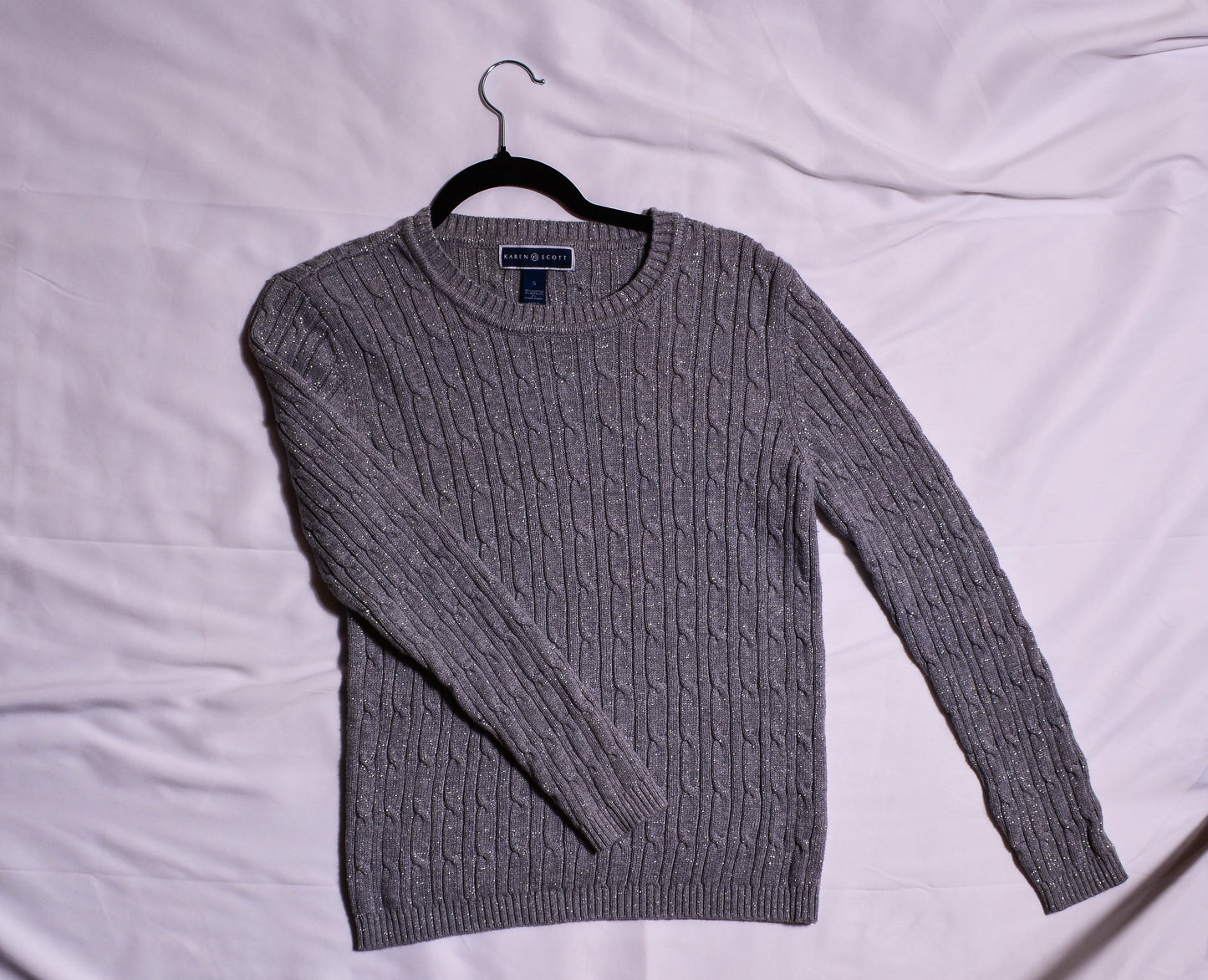 Glitter Silver Cable Knit Sweater