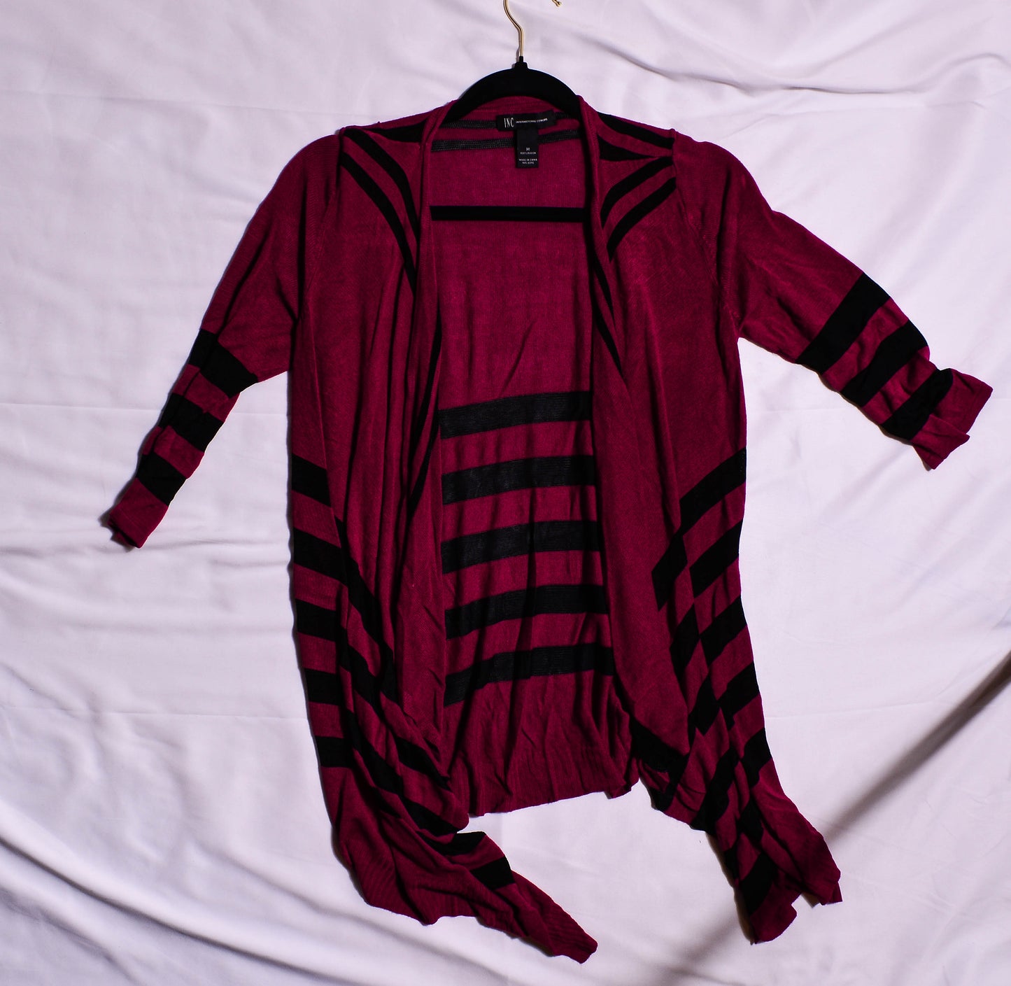 I.N.C Pink And Black Striped Cardigan