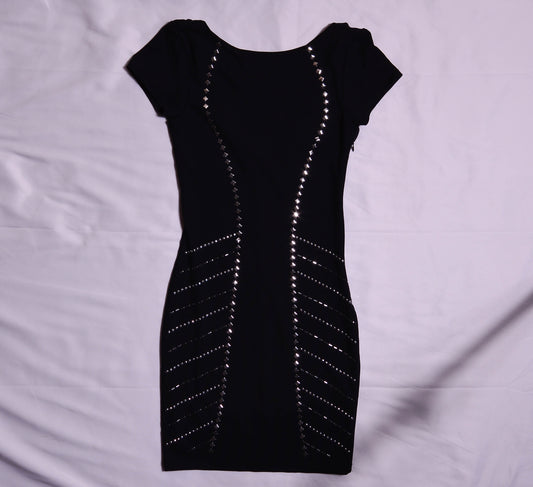 Bebe Black Studded Body Con Dress