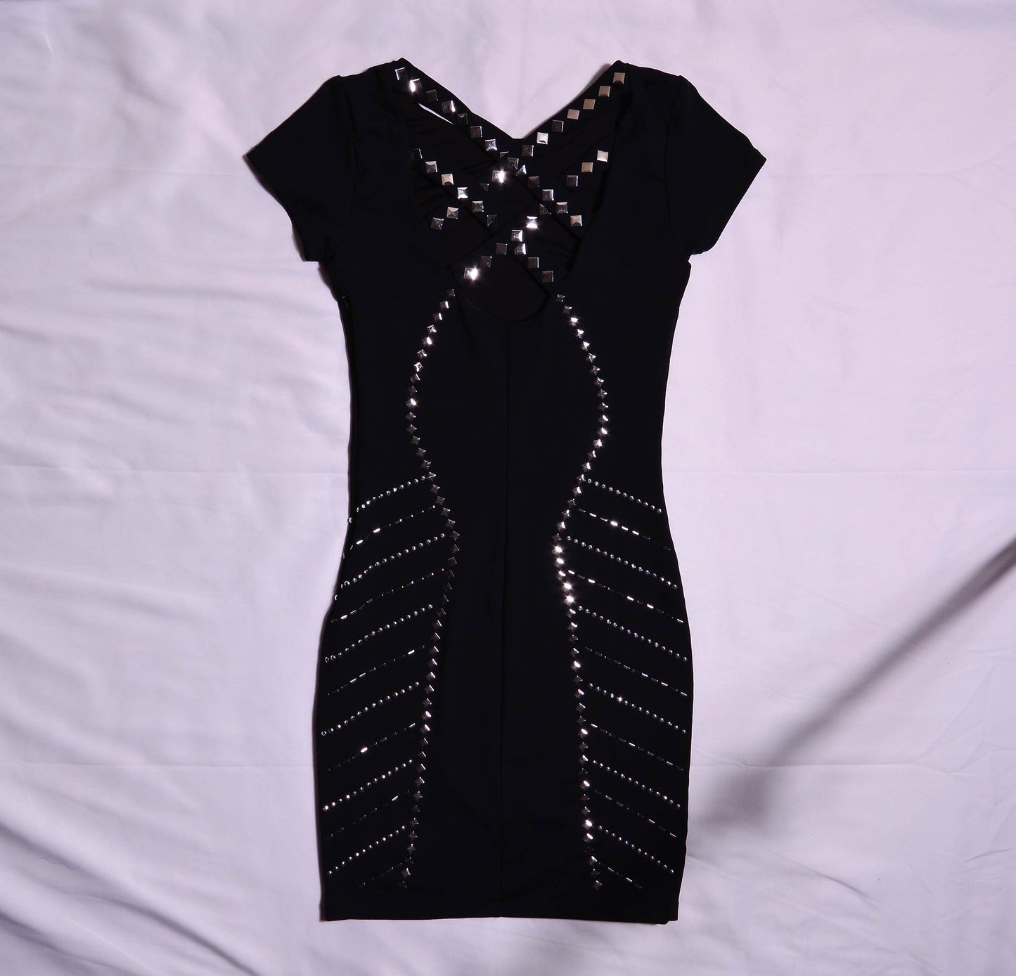 Bebe Black Studded Body Con Dress