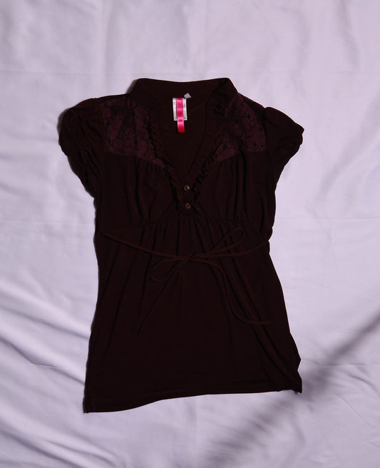 Brown Lace Office Siren Top