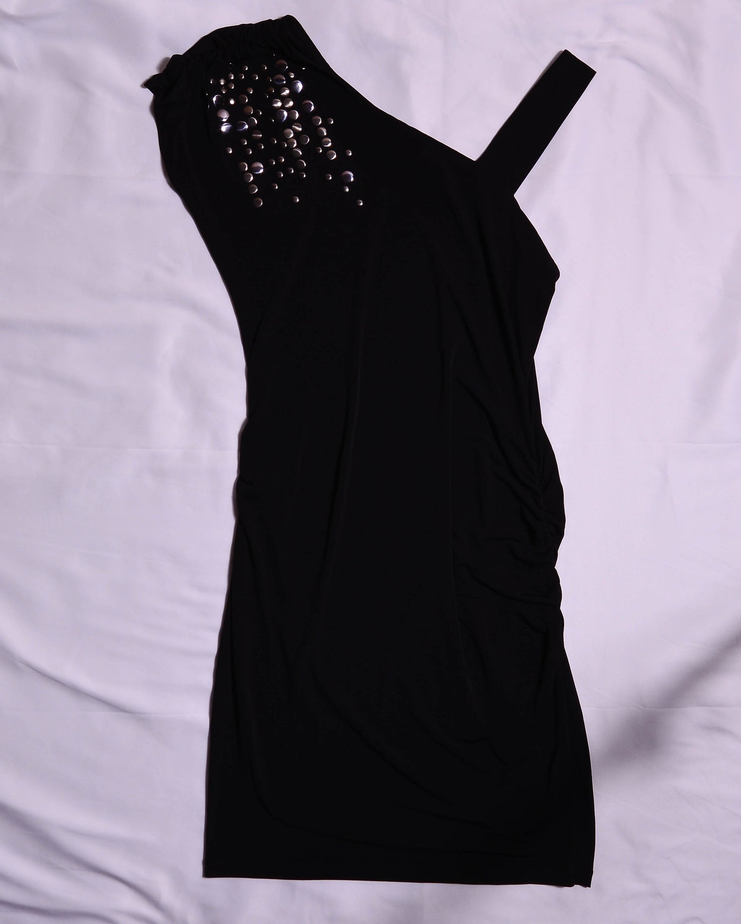 Black One Shoulder Studded Dress