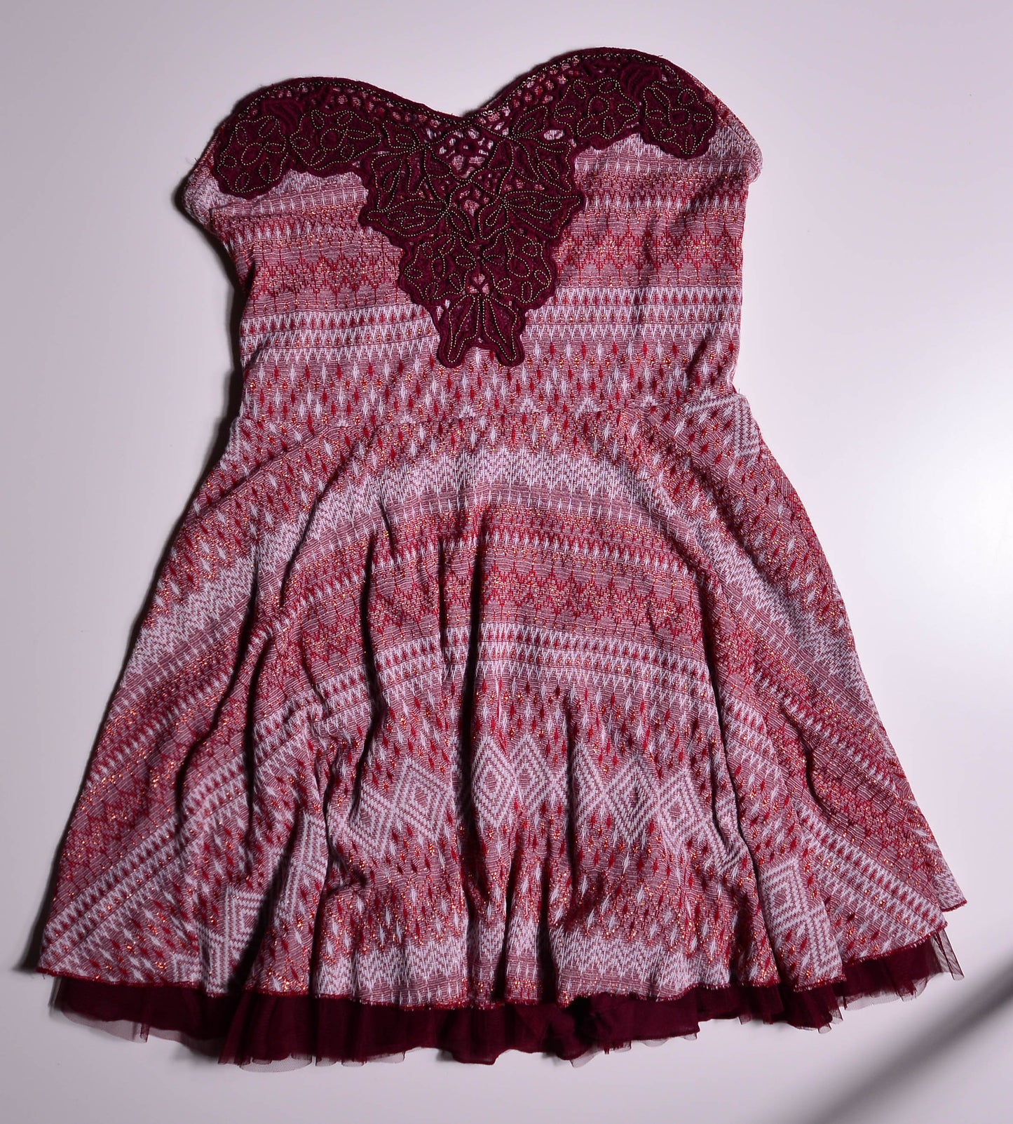 Free People Maroon Strapless Boho Bubble Dress