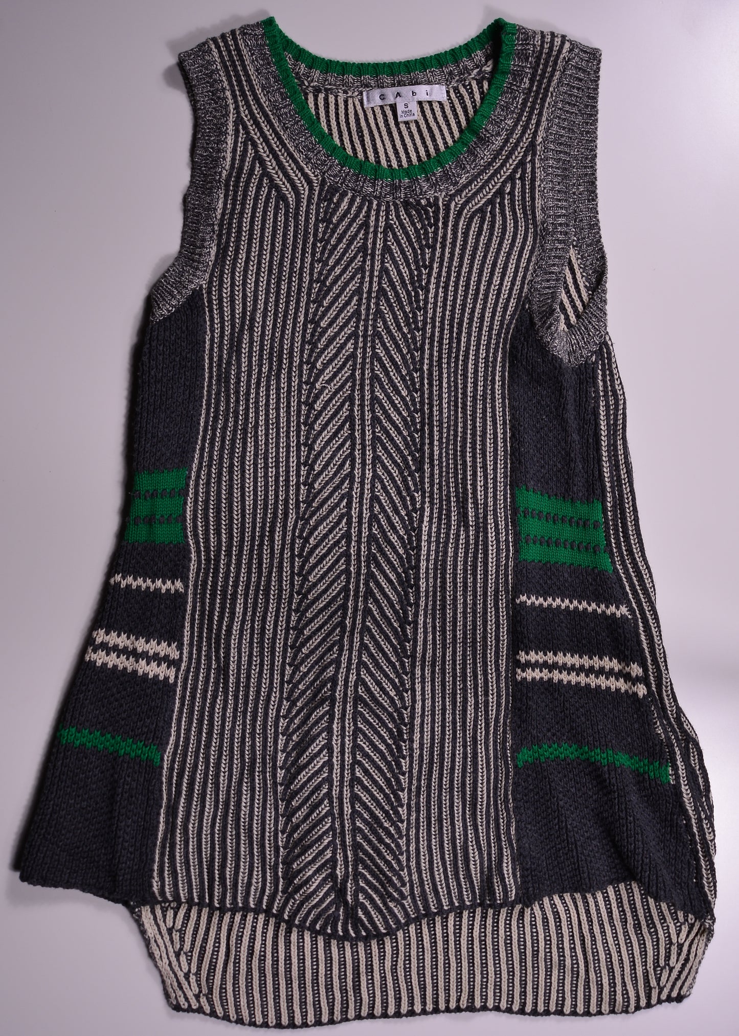 Cabi Grey And Green Knit Dress