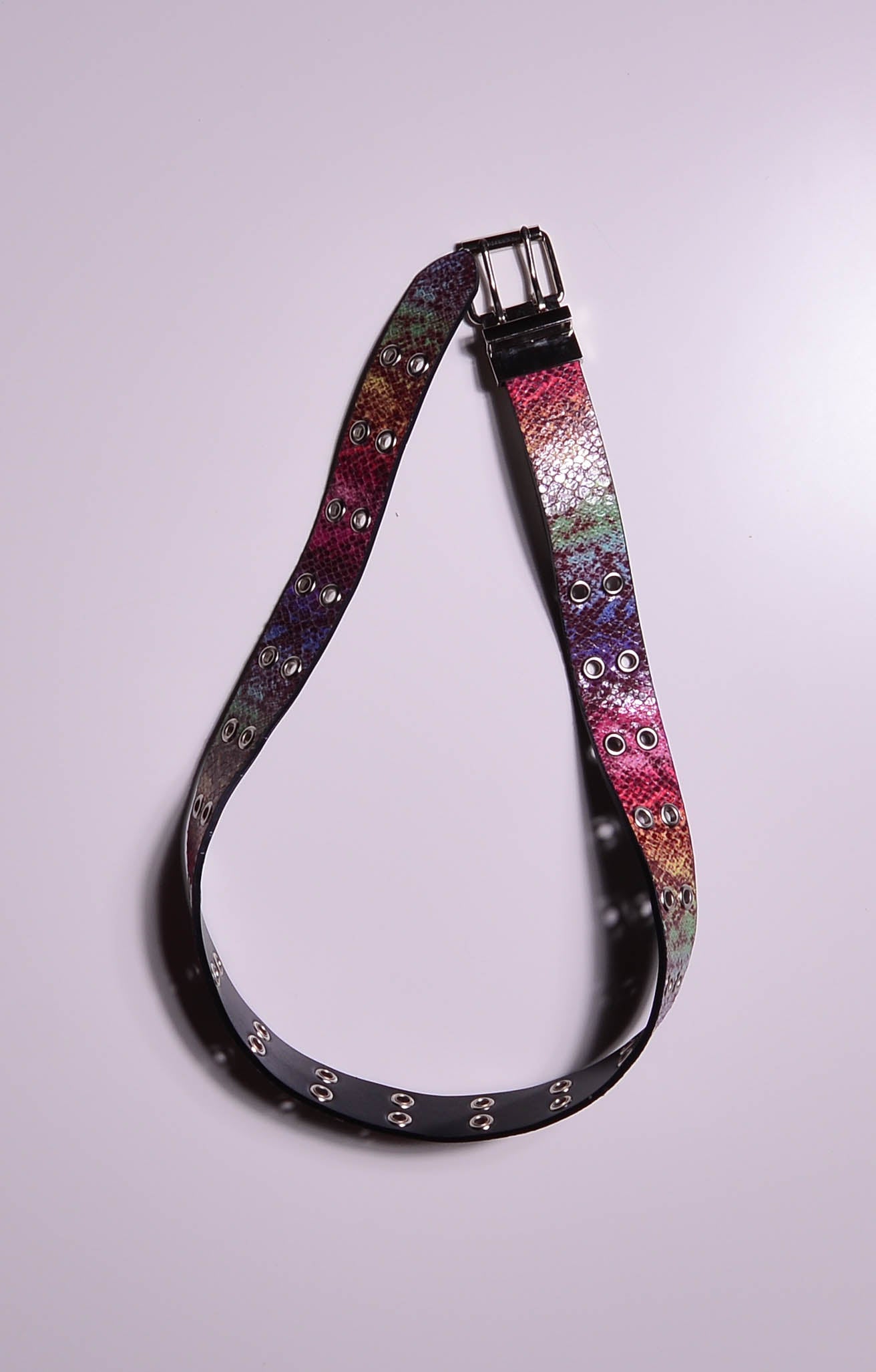 Rainbow Snakeskin Grommet Belt