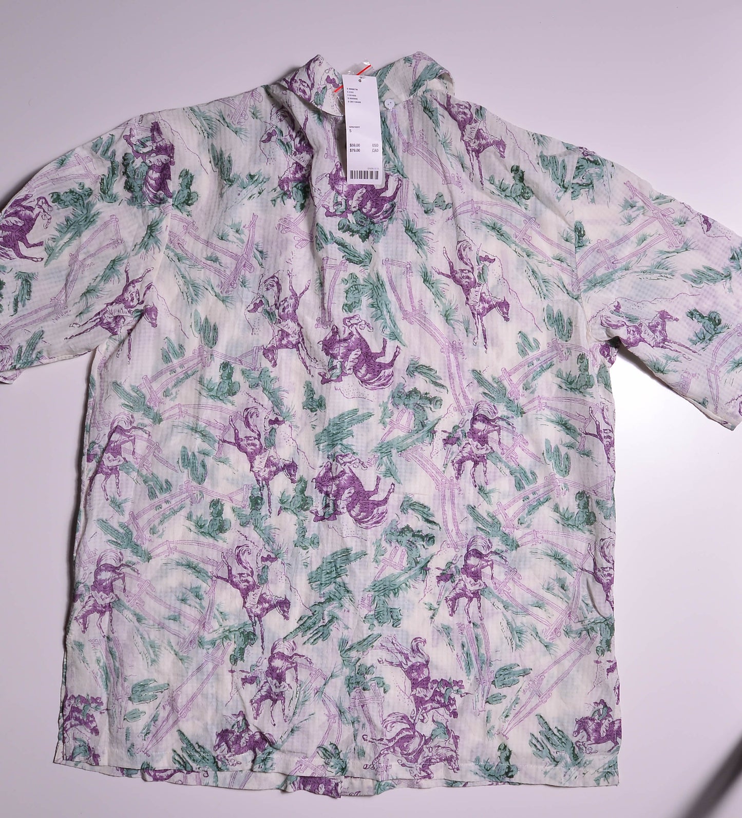 NWT Kimchi Blue Green and Purple Cowboy Print Button Down