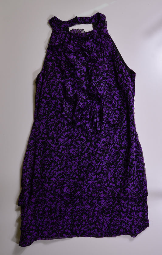 Purple and Black Ruffle Front Daisy Dress