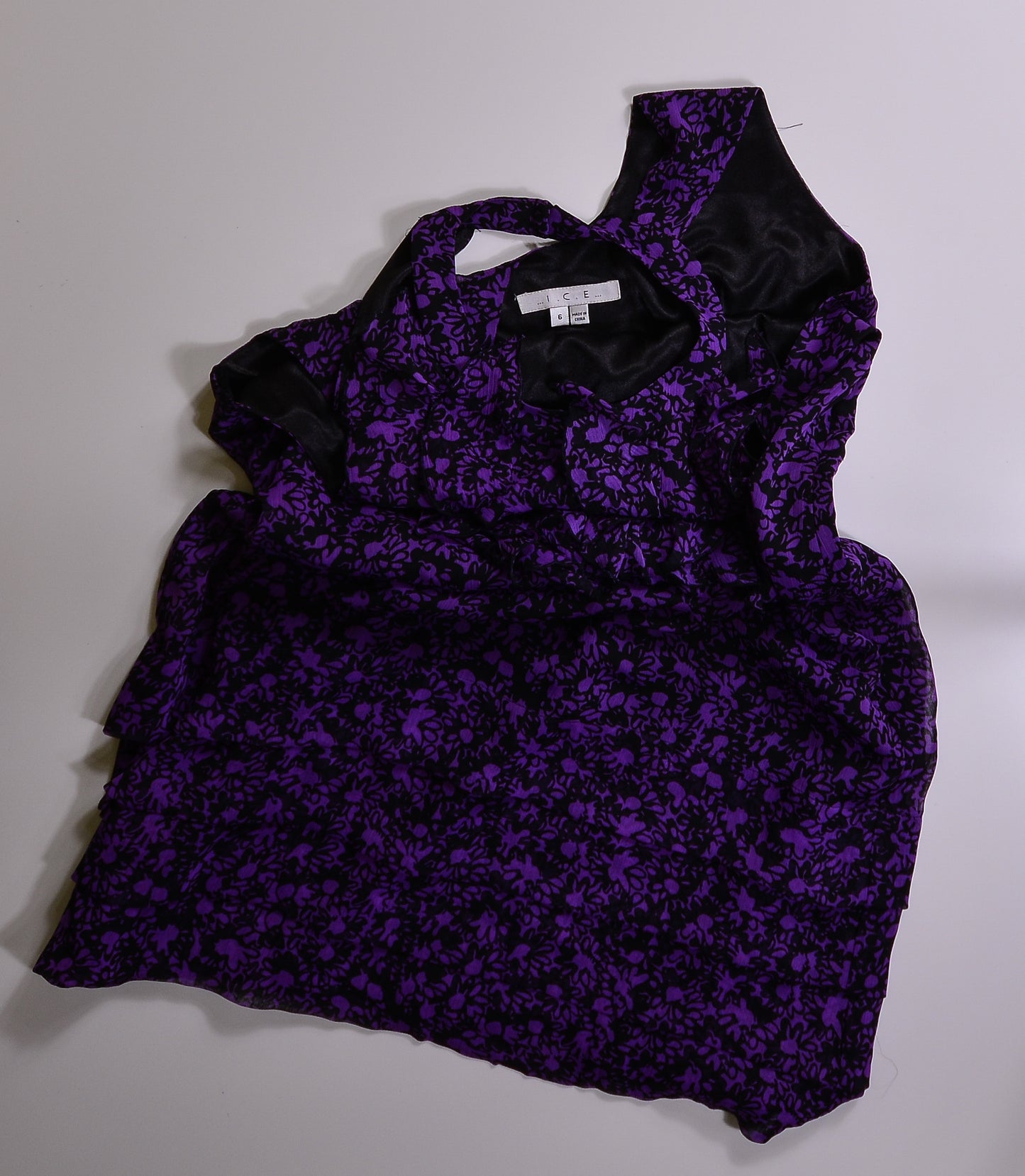 Purple and Black Ruffle Front Daisy Dress